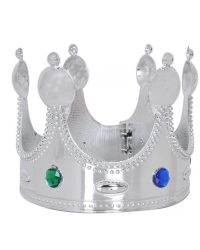 Plastik Kral Tacı Gümüş Renk Yetişkin 55 cm