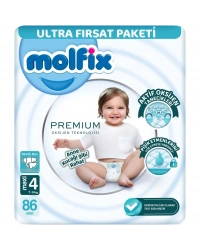 Premium Bebek Bezi Ultra Fırsat Paketi 4 Beden 7-14 Kg 86 Adet