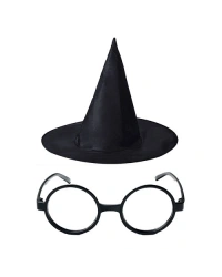 Pttr Büyücü Şapkası ve Pttr Büyücü Gözlüğü Siyah Renk