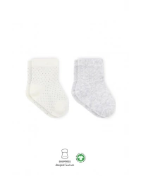 Puan Derby Penye Soket Çorap 2Li BS10103 Gri Ekru