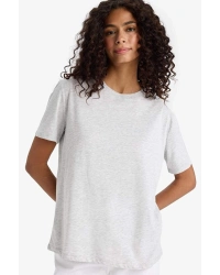 Regular Fit Bisiklet Yaka Gri Kadın T-Shirt