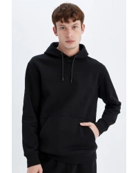 Regular Fit Kapüşonlu Kanguru Cepli Içi Yumuşak Tüylü Basic Düz Sweatshirt X8283az24au