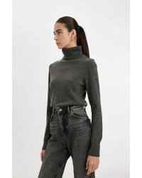 Regular Fit Yumuşak Dokulu Balıkçı Yaka Basic Düz Triko Kazak