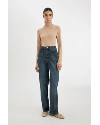 Regular Fit Yumuşak Dokulu Balıkçı Yaka Basic Düz Triko Kazak