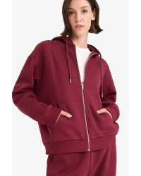 Relax Fit Kapüşonlu Basic Düz Kalın Fermuarlı Sweatshirt