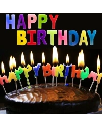 Rengarenk Happy Birthday Yazılabilen Doğum Günü Mumu