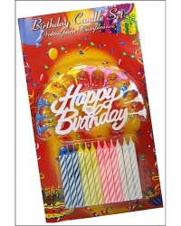 Rengarenk Mumlu Beyaz Happy Birthday Yazılı Doğum Günü Mumu 12 Adet