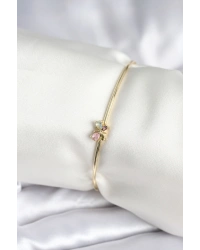 Renkli Kelebek Figür Gold Renk Pirinç Kadın Bileklik