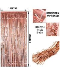 Rose Gold Püsküllü Kapı Perdesi - Parti, Bekarlığa Veda, Doğum Günü 1x2 m