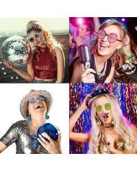 Sallanan Disko Top Küpeli Gözlük Retro Hawaii 5 Renk 6 Adet