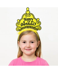 Sarı Happy Birthday Prenses Tacı – Doğum Günü Taç ANessiWorldesuarı