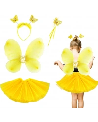 Sarı Kelebek Kostümü Çocuk  Seti 4 Parça NessiWorld