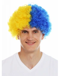 Sarı Lacivert Kıvırcık Afro Bonus Peruk Taraftar Bonus Saç