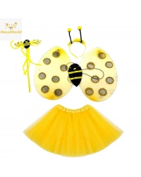 Sarı Renk Arı Kanadı Kostüm Seti (Tütü, Kanat, Taç, Asa)