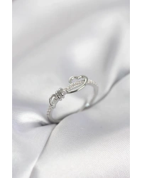 Sarmal Kalp Model Zirkon Taşlı Gümüş Renk Kadın Yüzük