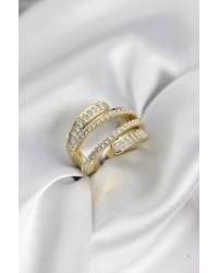 Sarmal Zirkon Baget Taşlı Gold Renk Kadın Yüzük