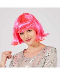 Şeker Pembe Renk Parti Peruğu Küt Saç