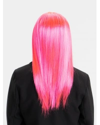 Şeker Pembesi Koyu Pembe Renk Uzun Düz Parti Peruğu