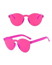 Sert Mika Oval Şekilli Çerçevesiz Fuşya Gözlük Retro Parti 5x14 cm