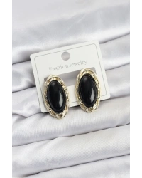 Siyah Badem Model Vintage Kadın Küpe