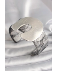 Siyah Mermer Desen Akrilik Plaka Vintage Kadın Bilezik