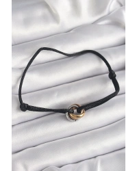 Siyah Renk İpli Asansörlü Mix Renk Çelik Halka Model Kadın Bileklik