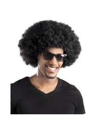 Siyah Renk Kıvırcık Afro Bonus Peruk Parti Peruğu