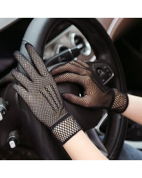 Siyah Renk Likralı File Eldiven Parmaklı Örgü Eldiven Yetişkin Boy