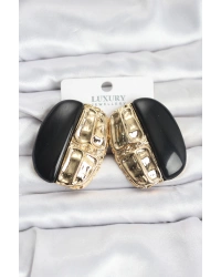 Siyah Renk Pirinç Vintage Kadın Küpe