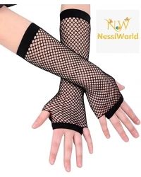 Siyah Renk Uzun File Eldiven - Örgü Eldiven Siyah Renk