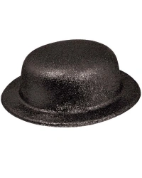 Siyah Renk Yuvarlak Simli Plastik Parti Şapkası