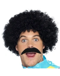 Siyah Scouser Erkek Kısa Peruk 120 Gr ve Bıyık Seti