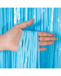 Soft Mavi Püsküllü Kapı Perdesi - Parti, Baby Shower, Sünnet Süsü 1x2 m