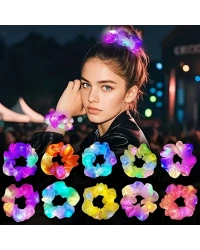 Soft Mavi Renk Led Işıklı Lastikli Saç Tokası - 3 Modlu Festival  Parti Saç Tokası