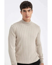 Standart Fit Normal Kesim Yarım Balıkçı Yaka Jakarlı Triko Kazak D2943AX24AU