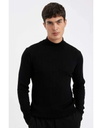 Standart Fit Normal Kesim Yarım Balıkçı Yaka Jakarlı Triko Kazak D2943AX24AU