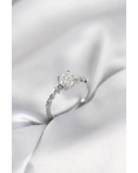 Tek Taş Model Zirkon Taşlı Gümüş Renk Kadın Yüzük