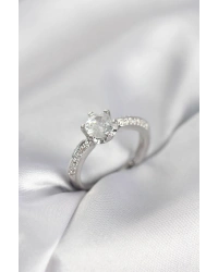 Tek Taş Model Zirkon Taşlı Gümüş Renk Kadın Yüzük