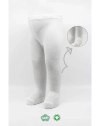 Tekli Zikzak Kabartma Penye Külotlu Çorap BS50108 Beyaz