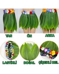 Tropikal Esintili Hawaii Yapraklı Parti Eteği Çocuk Boy