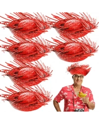 Tropikal Parti Kırmızı Hasır Hawaii Şapkası 13x36 cm