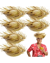 Tropikal Parti Naturel Hasır Hawaii Şapkası 13x36 cm