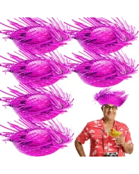Tropikal Parti Pembe Fuşya Hasır Hawaii Şapkası 13x36 cm