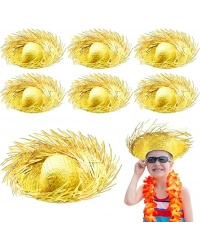 Tropikal Parti Sarı Hasır Hawaii Şapkası 13x36 cm