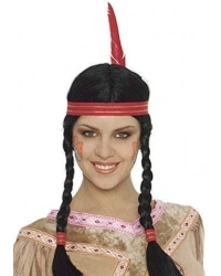 Tüylü Örgülü Hint Peruğu Kızılderili Peruğu