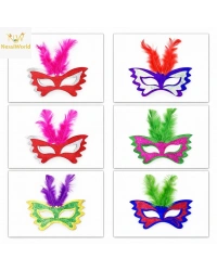 Tüylü Renkli Karton Parti Maskesi – 6 Renk