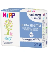 Ultra Sensitive Yenidoğan Temizlik ve Bakım Mendili 3lü 156 Yaprak