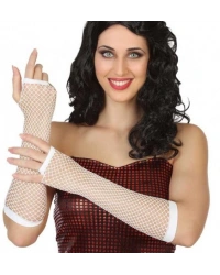 Uzun File Örgü Eldiven Beyaz Renk