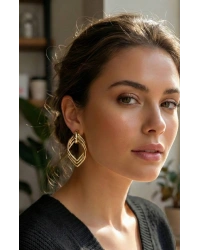 Vintage Gold Renk Pirinç Kadın Küpe