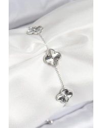 VIP Pirinç Yonca Model Gümüş Renk Kadın Bileklik